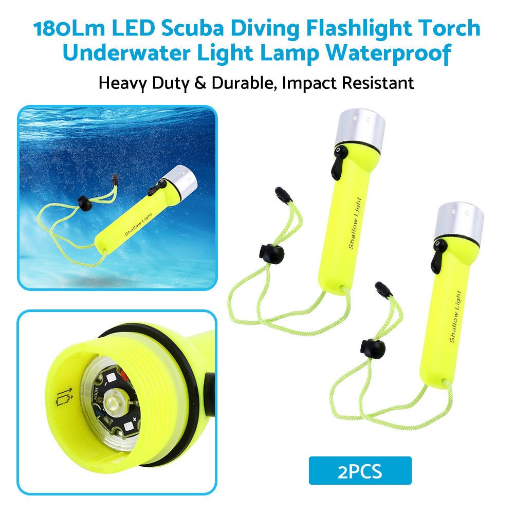 2x Waterproof Bright LED Scuba Diving Underwater Flashlight Torch Light Lamp Suitable For Diving & Outdoor Use-1