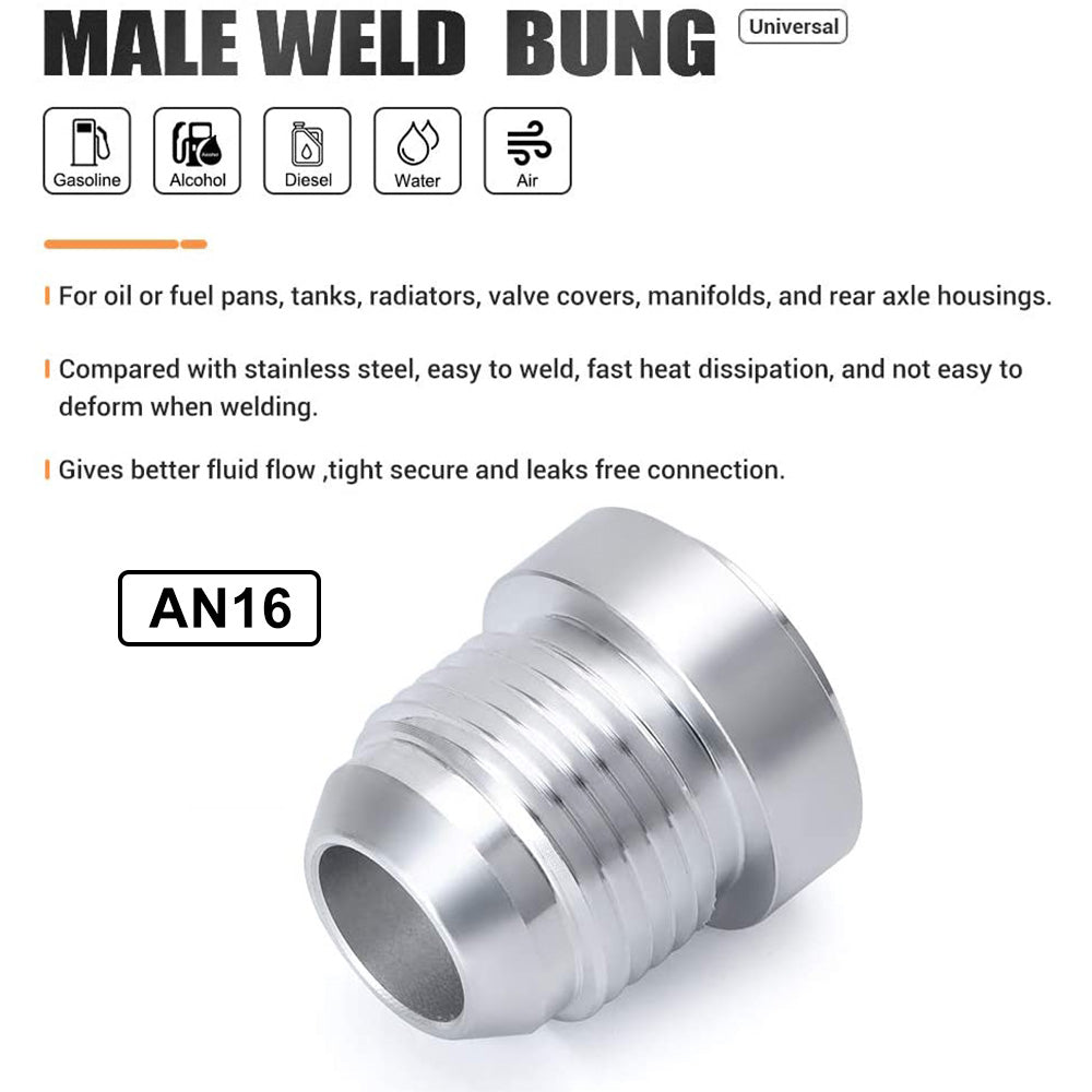 AN16 Male Aluminium weld on JIC bung fitting -16AN JXSS032 AU-2
