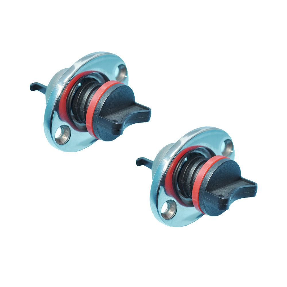 2x Boat Bungs Chrome Base With Plastic Coarse Thread Bung Suitable For Transom Installation-0