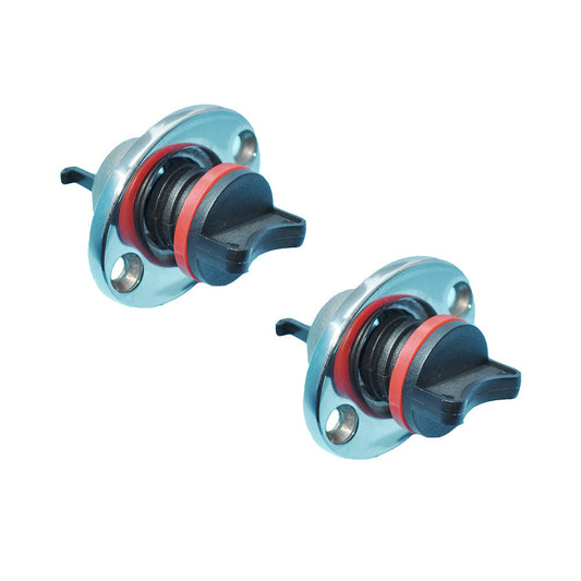 2x Boat Bungs Chrome Base With Plastic Coarse Thread Bung Suitable For Transom Installation-0