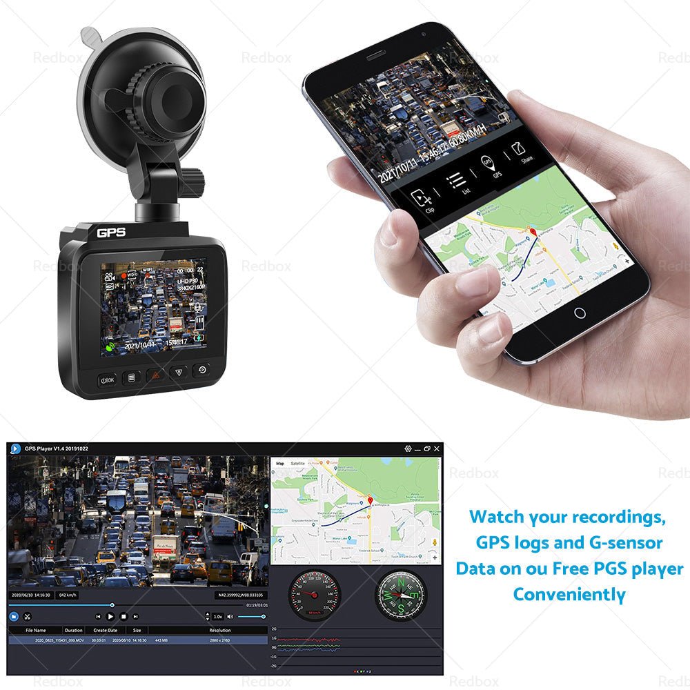 4K Built in WiFi GPS Car Dash Camera Recorder UHD 2160P LCD 170 Degree WDR Night Visio - Frazy's Auto Parts