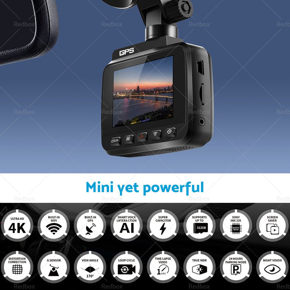 4K Built in WiFi GPS Car Dash Camera Recorder UHD 2160P LCD 170 Degree WDR Night Visio - Frazy's Auto Parts