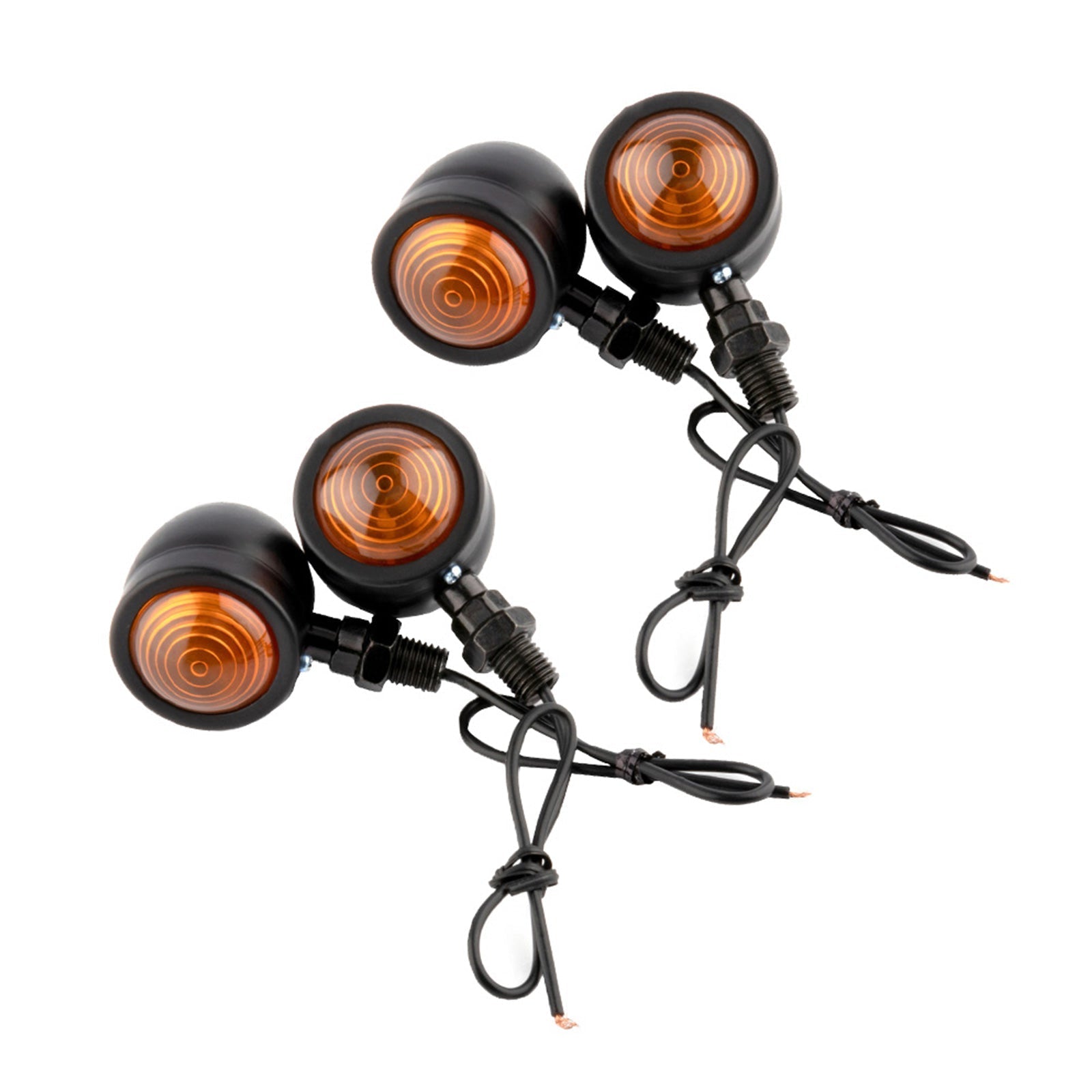 4x Black Motorcycle Amber Bullet Indicators Universal Turn Signal Blinkers Lamp - Frazy's Auto Parts