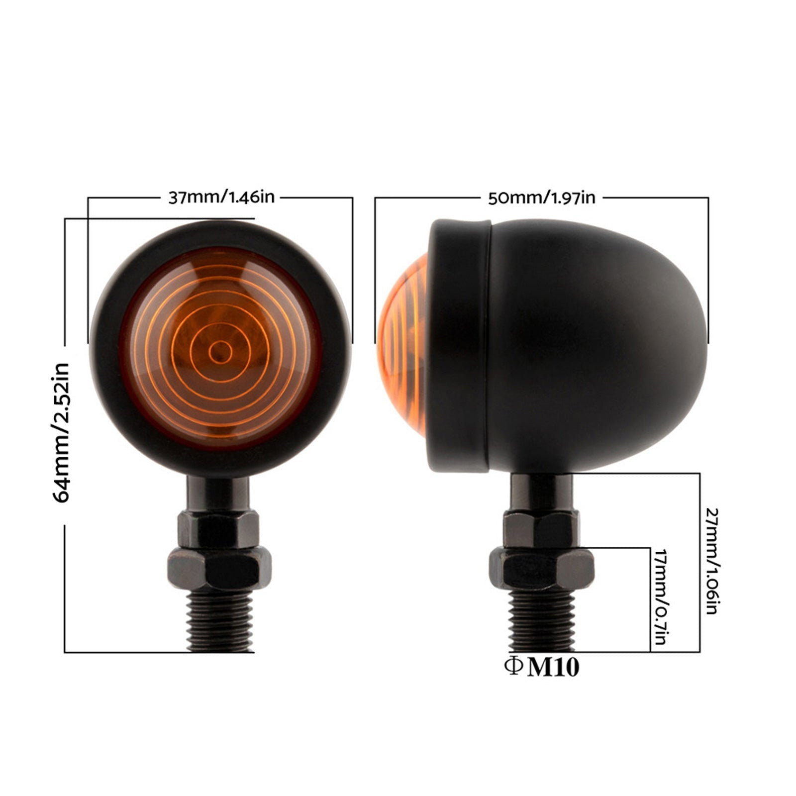 4x Black Motorcycle Amber Bullet Indicators Universal Turn Signal Blinkers Lamp - Frazy's Auto Parts
