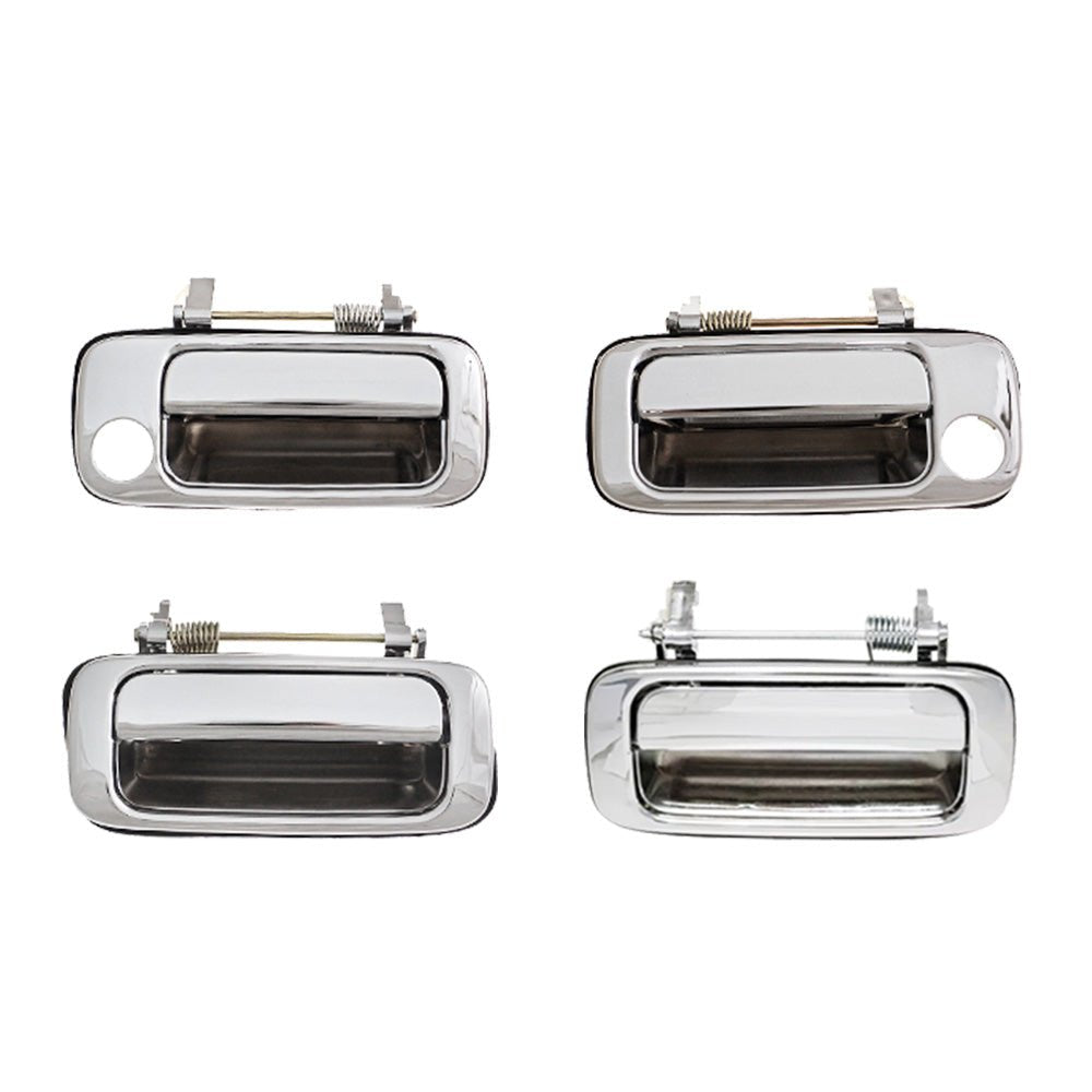 4X Chrome FRONT REAR OUTER Door Handle Suitable For Toyota Landcruiser 80 Series - Frazy's Auto Parts