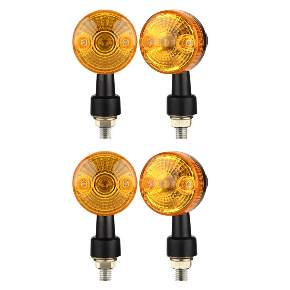 4x Classic Motorcycle Front & Rear Indicators Turn Signal Lights Amber Universal - Frazy's Auto Parts