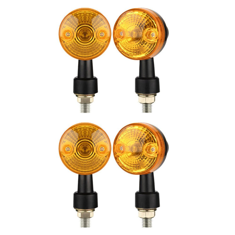 4x Classic Motorcycle Front & Rear Indicators Turn Signal Lights Amber Universal - Frazy's Auto Parts