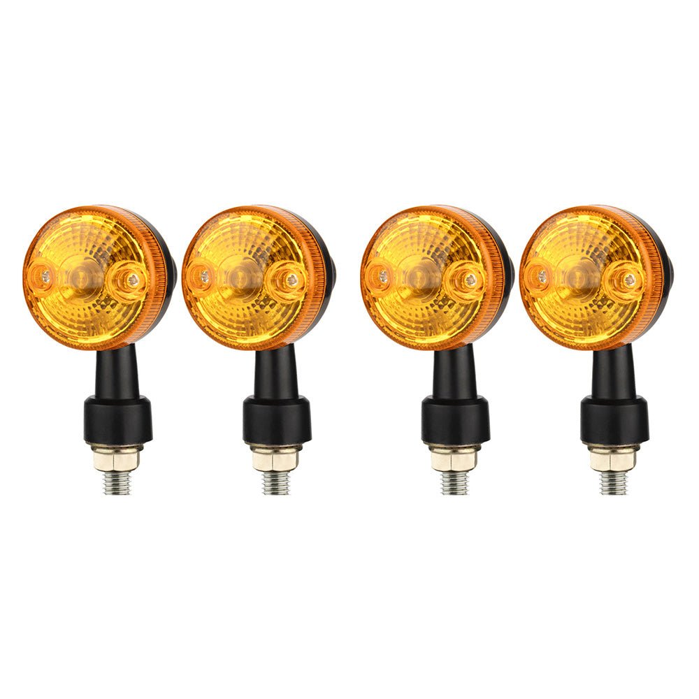 4x Classic Motorcycle Front & Rear Indicators Turn Signal Lights Amber Universal - Frazy's Auto Parts