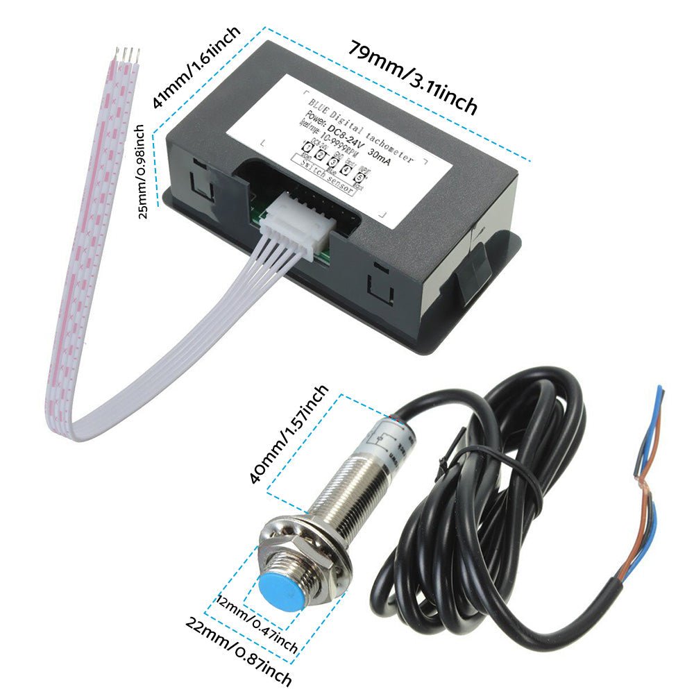 4x Digital LED Tachometer RPM Speed Meters Suitable For Hall Proximity Switch Sensor NPN Set - Frazy's Auto Parts
