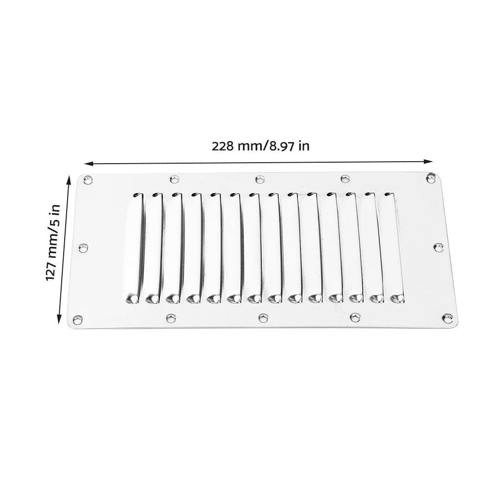 4x Stainless Steel Rectangular Air Vent Suitable For Caravan, Boat, Wall & Eave 228x127mm - Frazy's Auto Parts