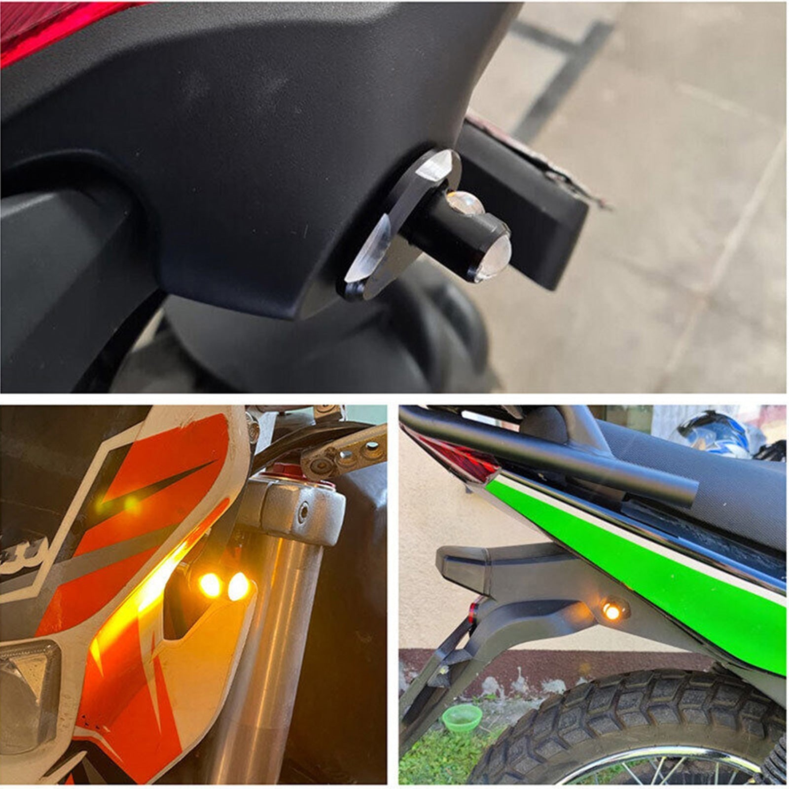 4x Universal 12V Mini Amber Motorcycle LED Indicator Turn Signal Lights - Frazy's Auto Parts