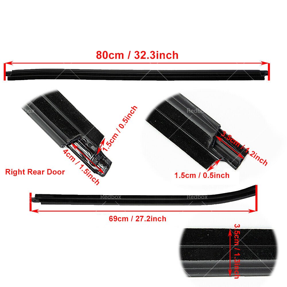 4x Window Moulding Trim Weather Strip Suitable For HILUX SR5 Double Cab 05 - 15 - Frazy's Auto Parts