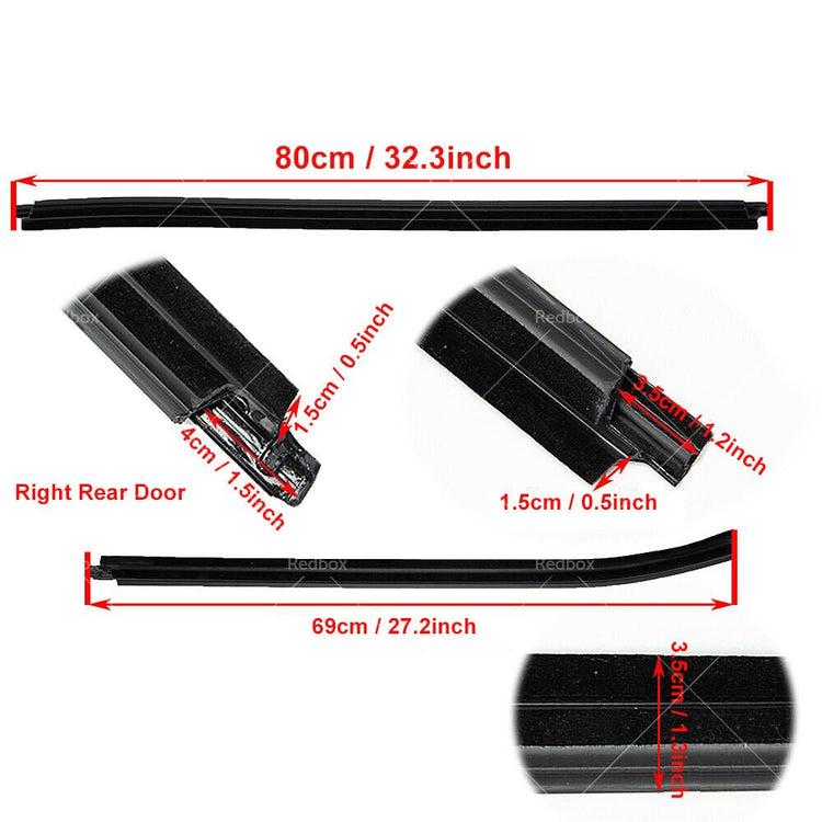 4x Window Moulding Trim Weather Strip Suitable For HILUX SR5 Double Cab 05 - 15 - Frazy's Auto Parts