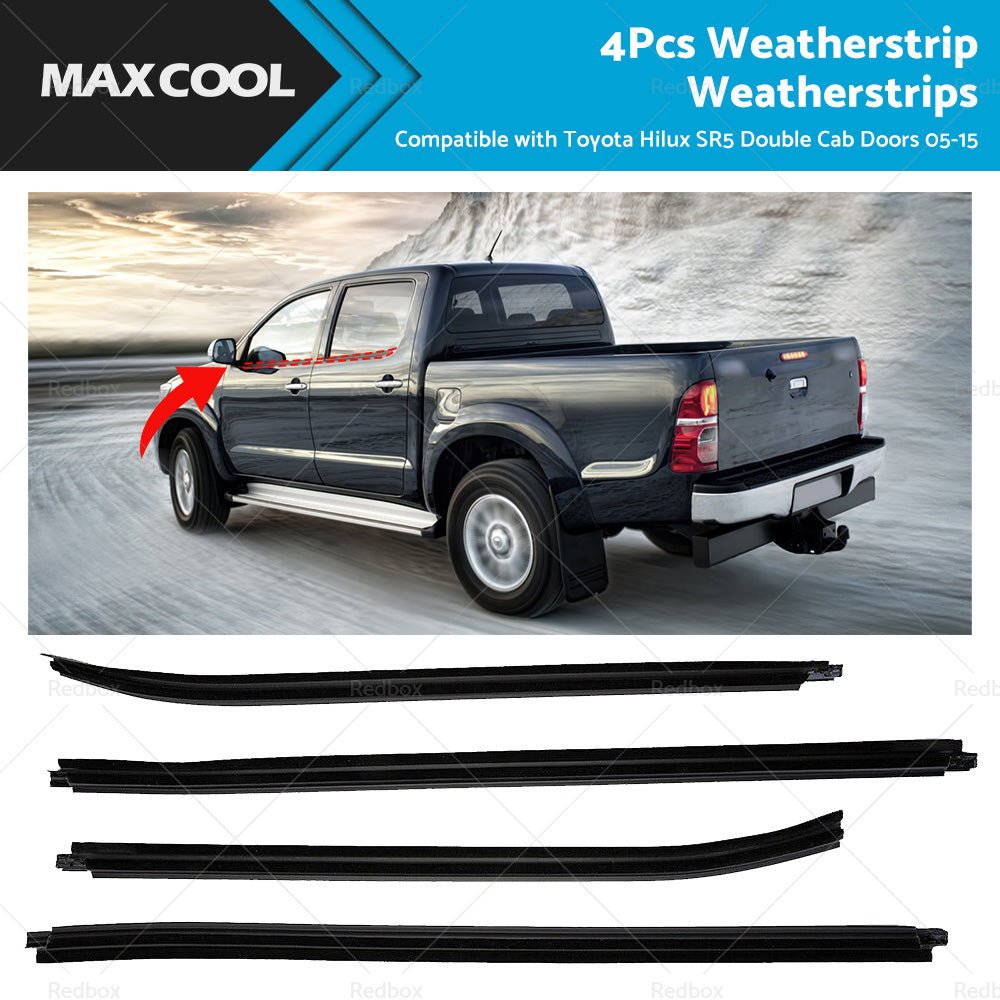 4x Window Moulding Trim Weather Strip Suitable For HILUX SR5 Double Cab 05 - 15 - Frazy's Auto Parts