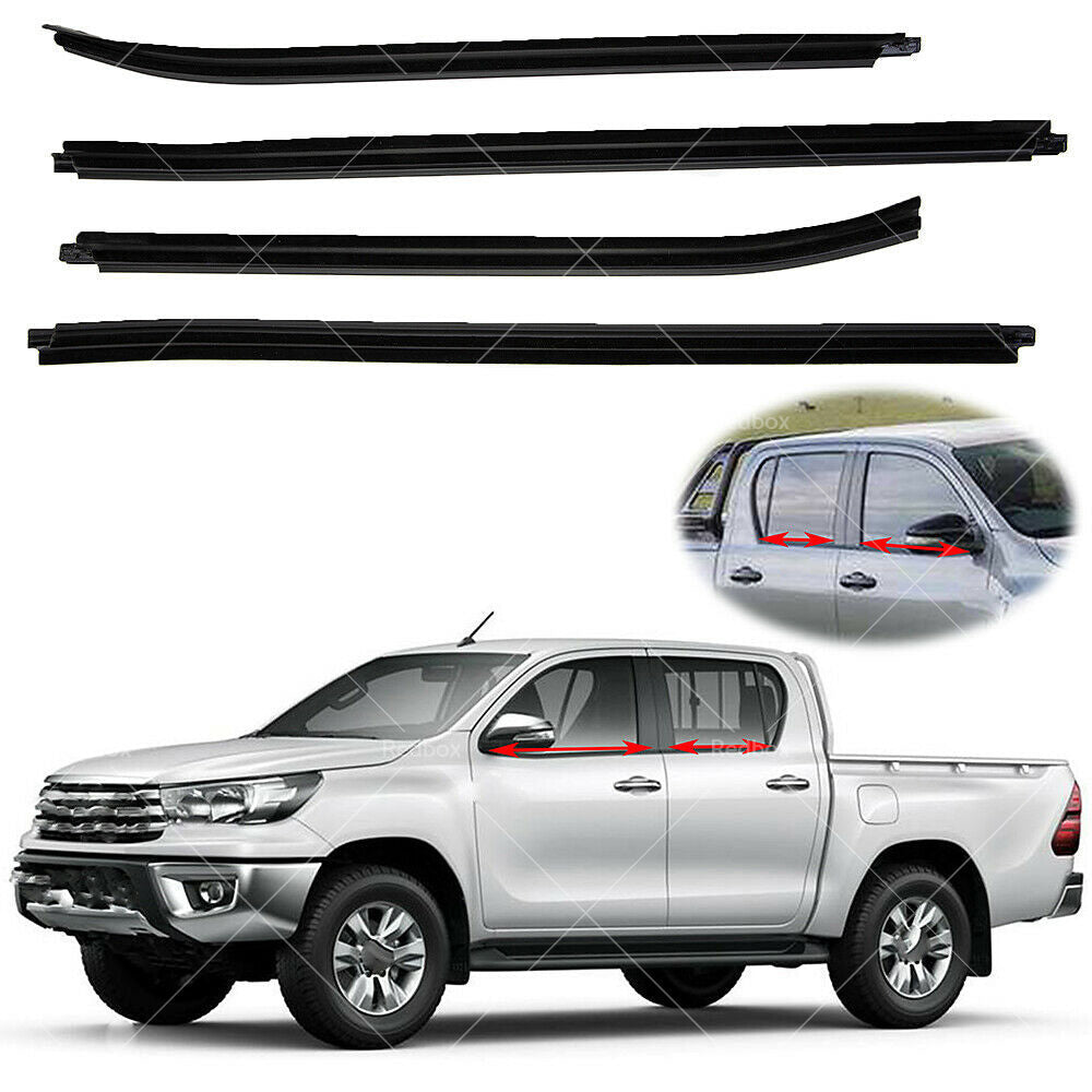 4x Window Moulding Trim Weather Strip Suitable For HILUX SR5 Double Cab 05 - 15 - Frazy's Auto Parts