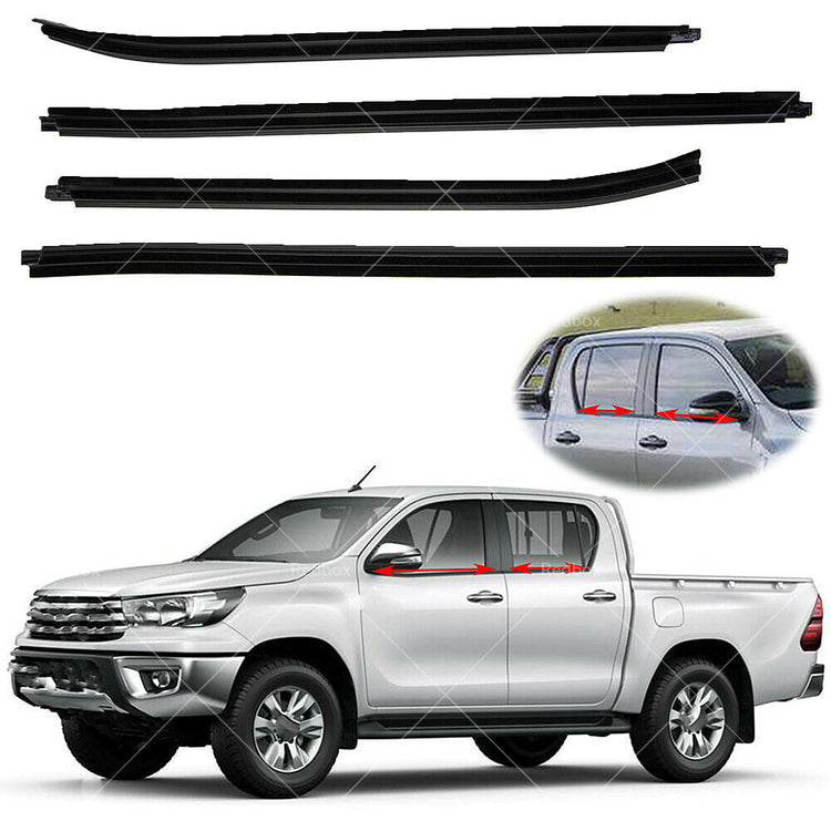 4x Window Moulding Trim Weather Strip Suitable For HILUX SR5 Double Cab 05 - 15 - Frazy's Auto Parts