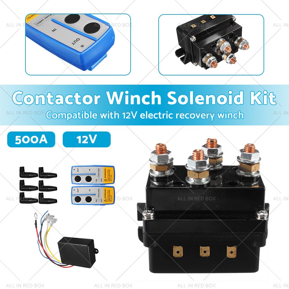 500A 12V HD Electric Contactor Winch Solenoid Twin Wireless Remote Recovery 4x4 - Frazy's Auto Parts