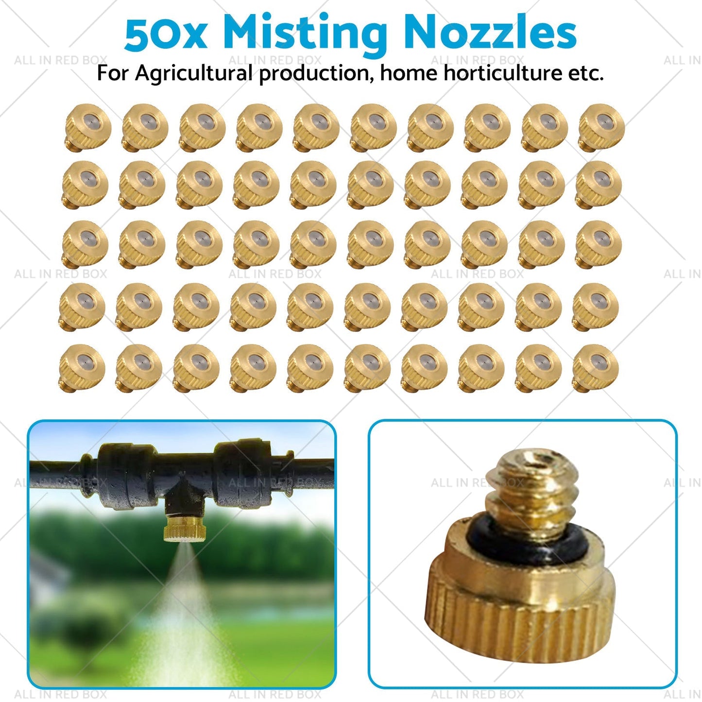 50x Brass Misting Nozzles 0.024 inch Suitable For Cooling System Water Mister Sprinkle - Frazy's Auto Parts