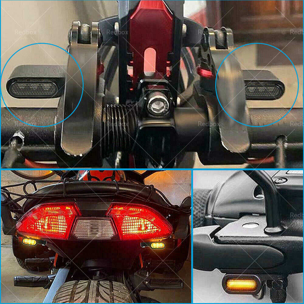 2x Mini LED Motorcycle Turn Signal Indicators Suitable For Amber Blinker Light – Black 3LED-3