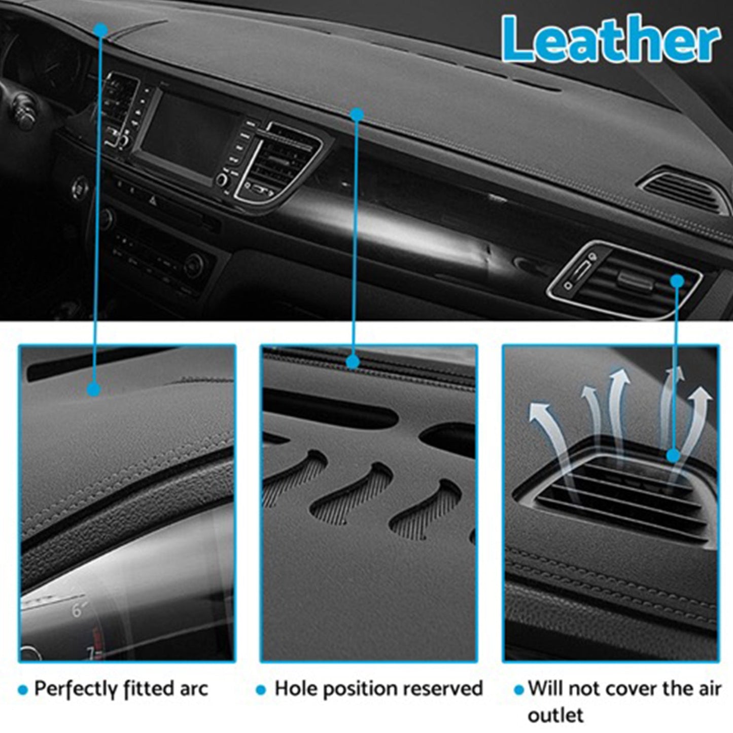 Non-Slip Dash Mat Microfiber Leather Suitable For Toyota Hiace LWB Van 2005-2018-2