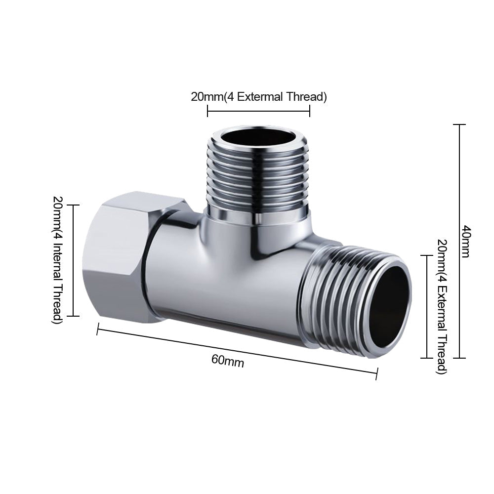 T Connector Toilet Bidet G1/2  3 Way Brass Chrome Diverter T Adapter AU-1