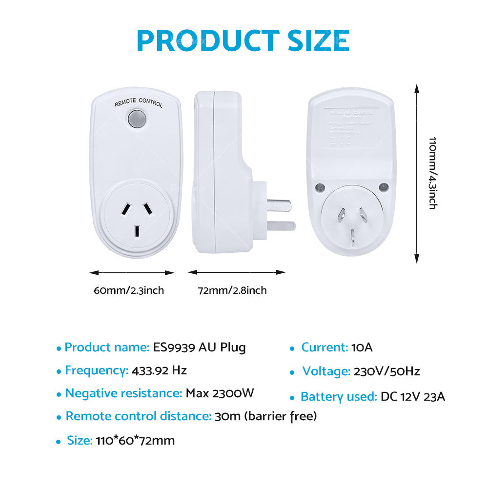 1 Pack Home Wireless Power Switch Mains Sockets  and  1x Remote Controllers AU Plug-5