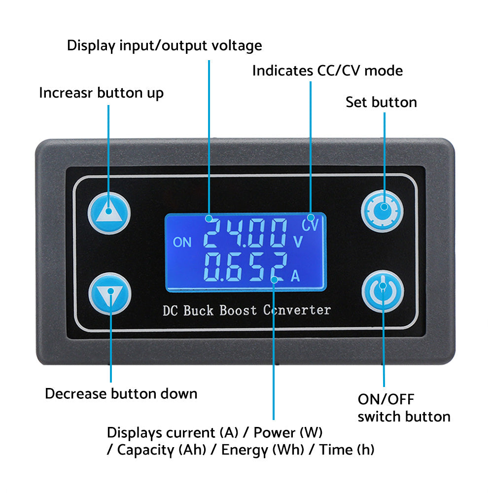 Buck Boost Converter Power Supply Module DC 5-30V LCD Adjustable Auto DC-DC AU-3