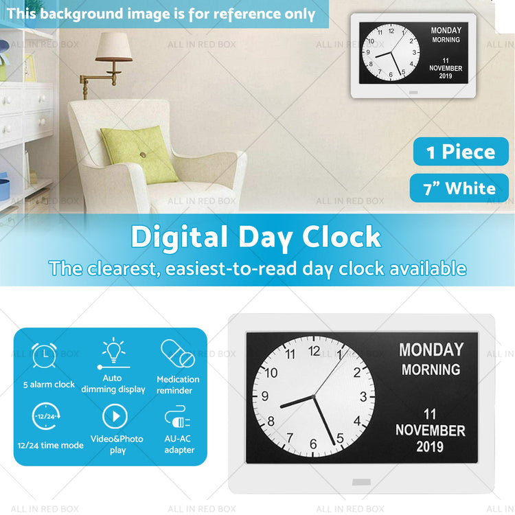 7  LED Large Digital Day Clock Calendar Dementia Date Week Month Year Time Wall-1