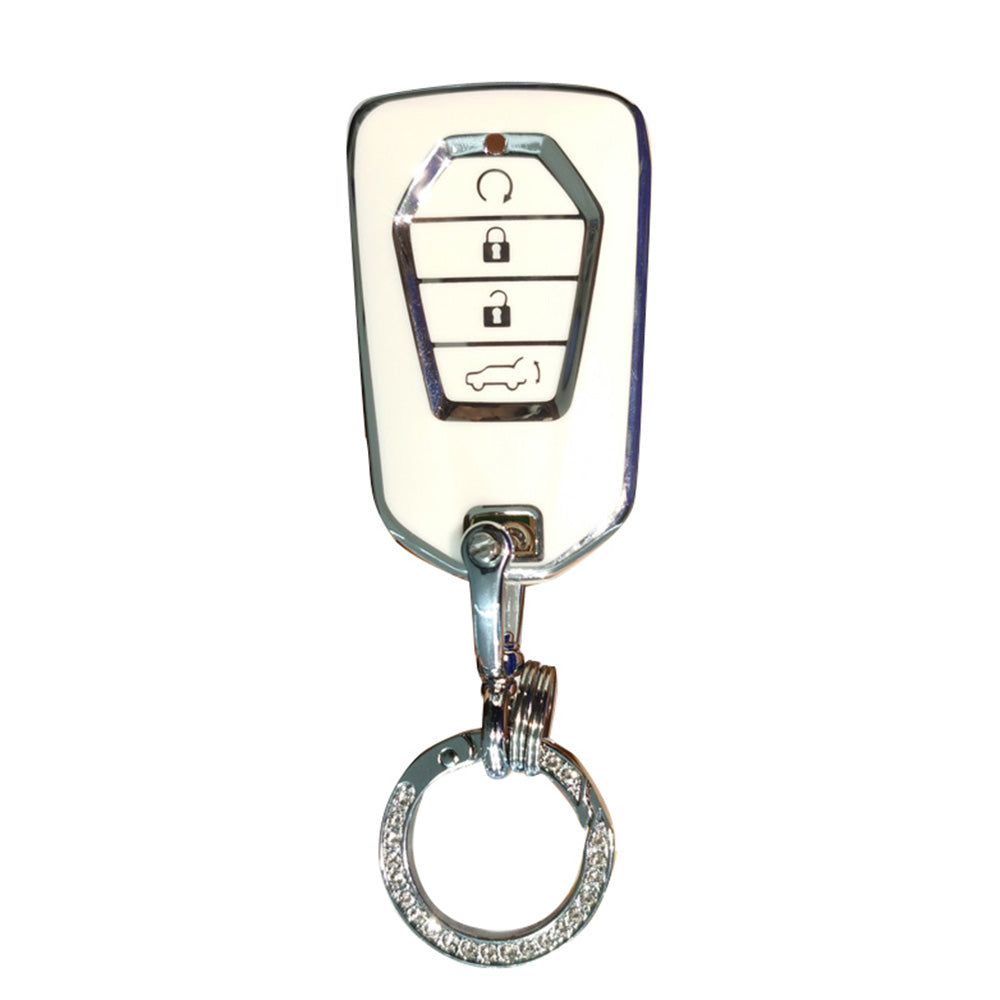 TPU 4-Button Car Remote Key Fob Cover Suitable For Isuzu D-MAX / MU-X MUX White-0