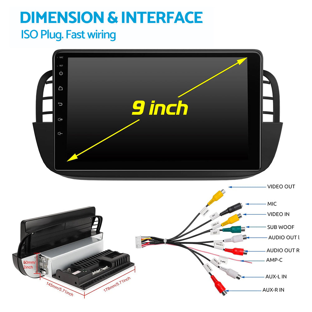 Android 15 Car Stereo 2+64GB Suitable for Fiat 500 2007–2015 CarPlay GPS WIFI-3