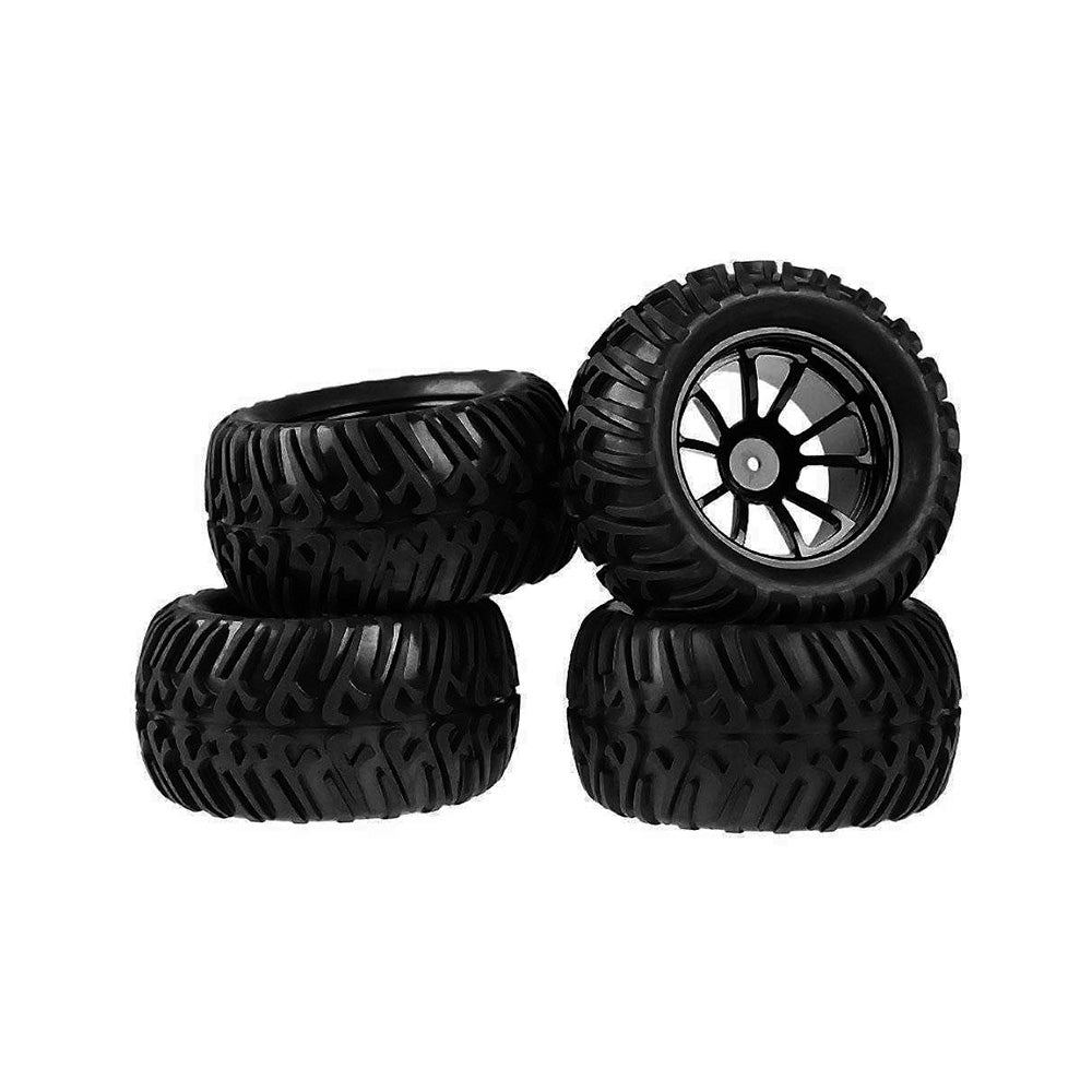 4x Wheel Rim & Tires Suitable For HSP 1:10 Monster Truck RC Car 12mm Hub-0