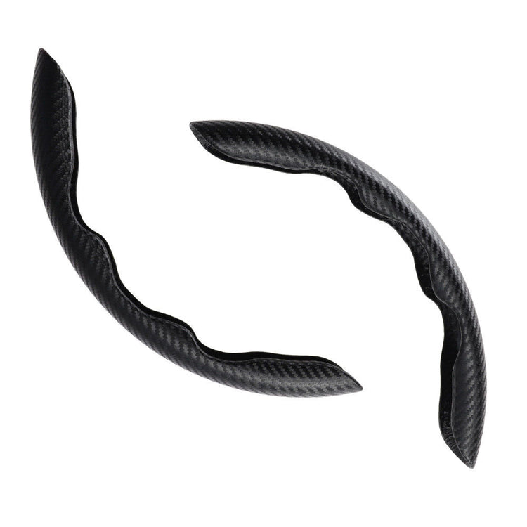 2x Black Carbon Fiber Steering Wheel Booster Non-Slip Cover Trim Accessories-0