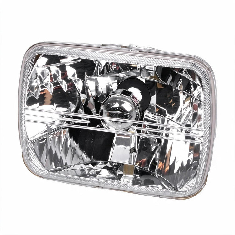 7 Inch Square Head Light Diamond Look Plastic Lens Suitable for Jeep Wrangler CJ-2