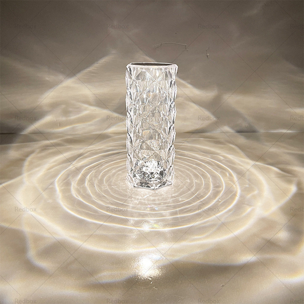 Crystal Table Lamp With Rose Diamond Touch LED Light Suitable For Universal Use, 3 or 16 Color, USB Powered-0