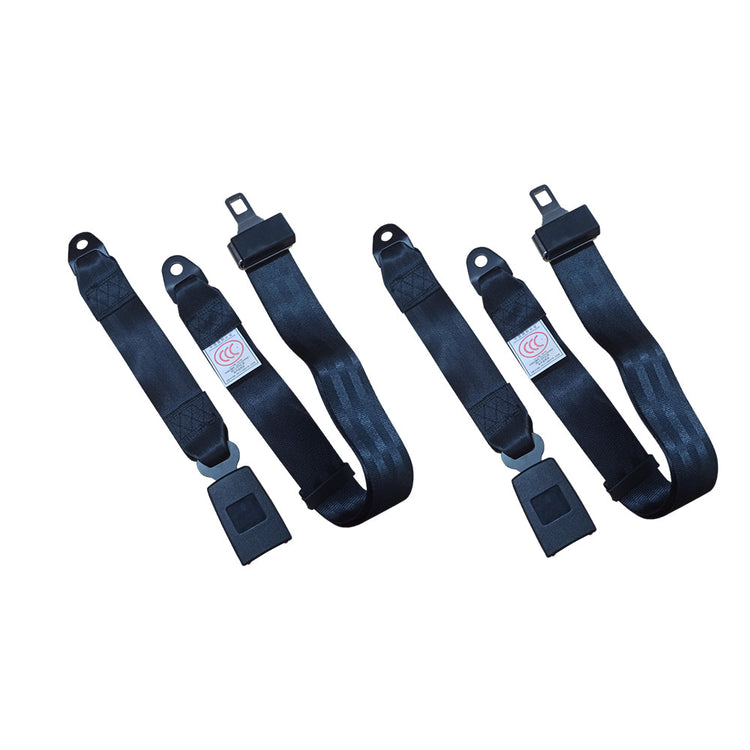 2x 2-Point Retractable Adjustable Lap Sash Seat Belt Strap Suitable For Car & Truck-0