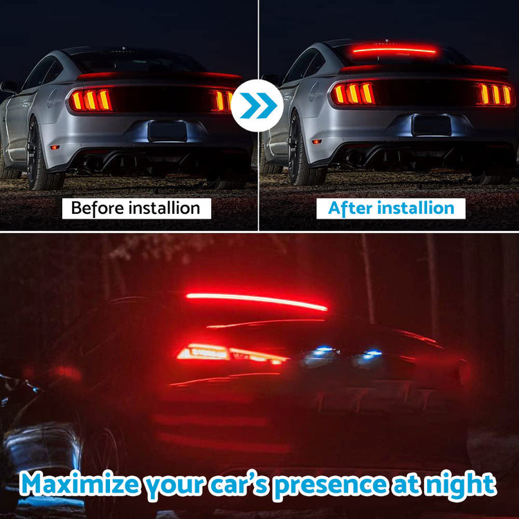 1M Red LED Car High Mount Third Brake Stop Rear Tail Light Bar Strip Universal 12V-4