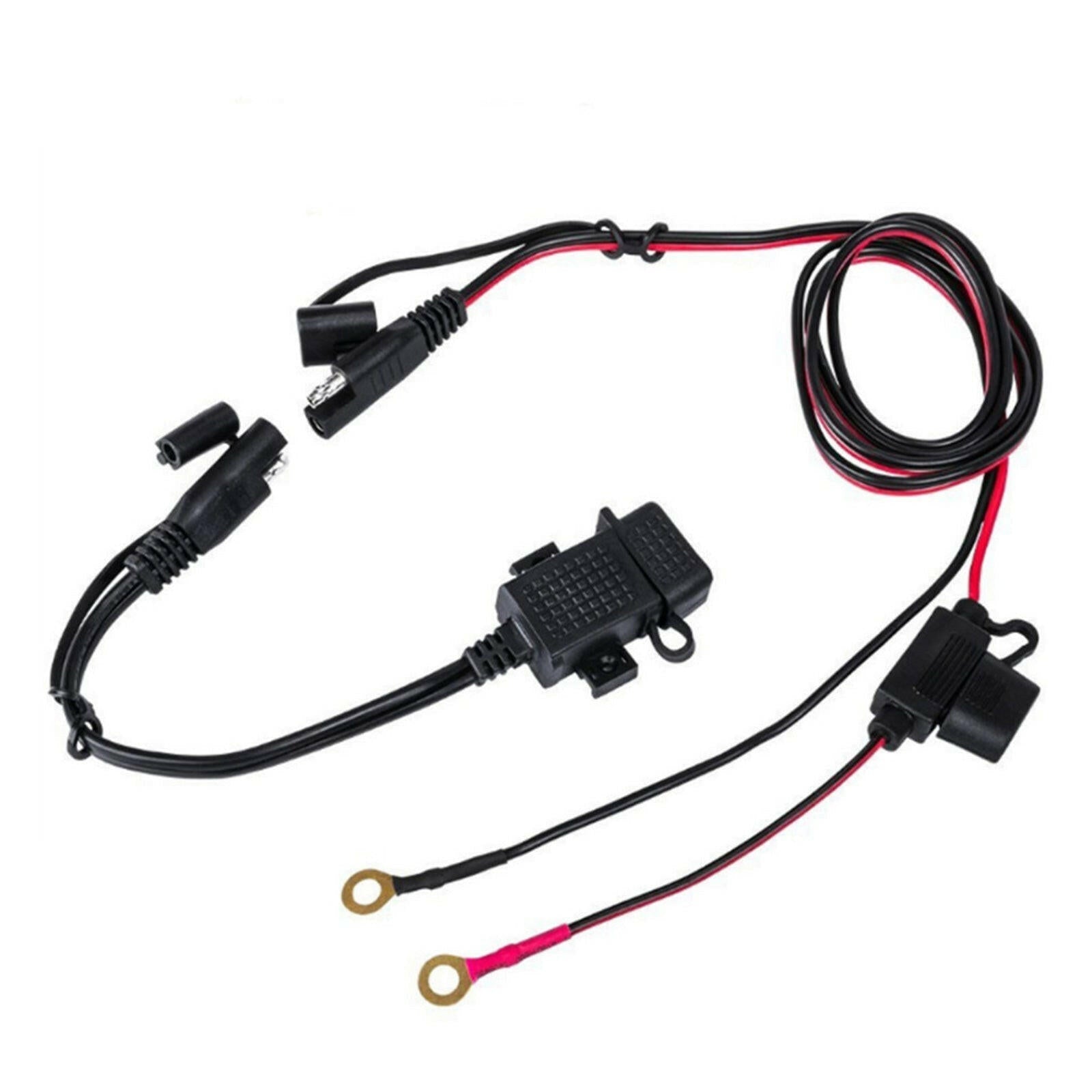2x SAE to USB Charger Cable Adapter Waterproof Suitable For Motorcycle GPS Phone-2