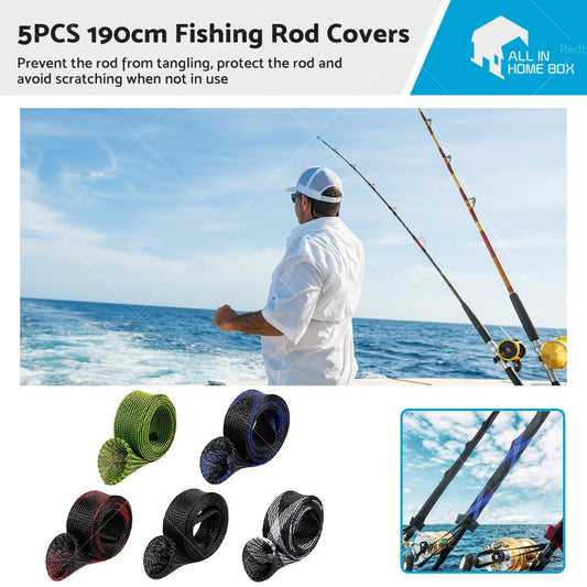 5Pcs 190cm Fishing Rod Cover Rod Sleeve Rod Sock Pole Glove Protector Tools - Frazy's Auto Parts