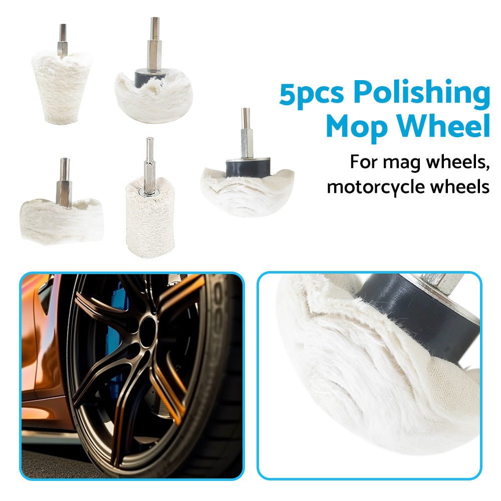 5PCS Polishing Buffing Pad Mop Wheel Drill Kit for Manifold Aluminum Stainless - Frazy's Auto Parts