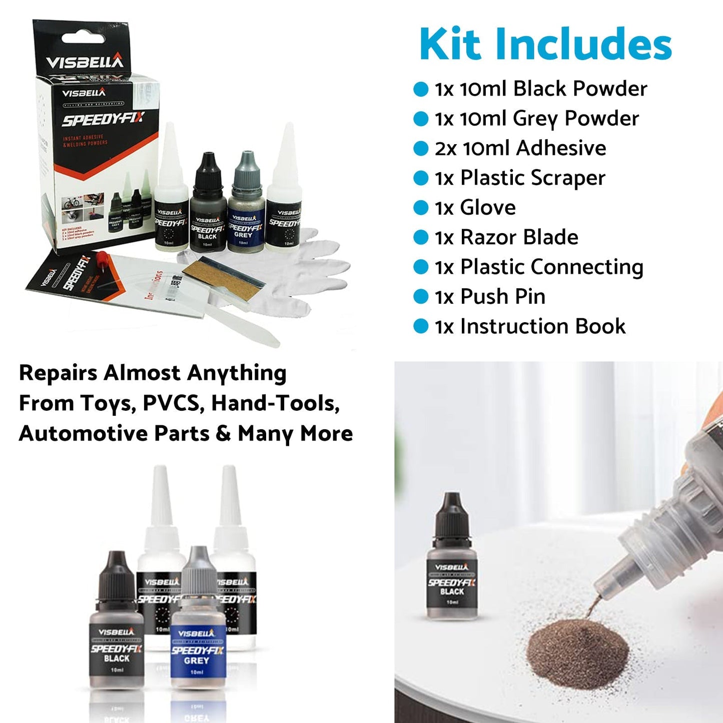 5x Strong Powder Adhesive Repair Kit Suitable For Multi - Surface Quick Bonding - Frazy's Auto Parts