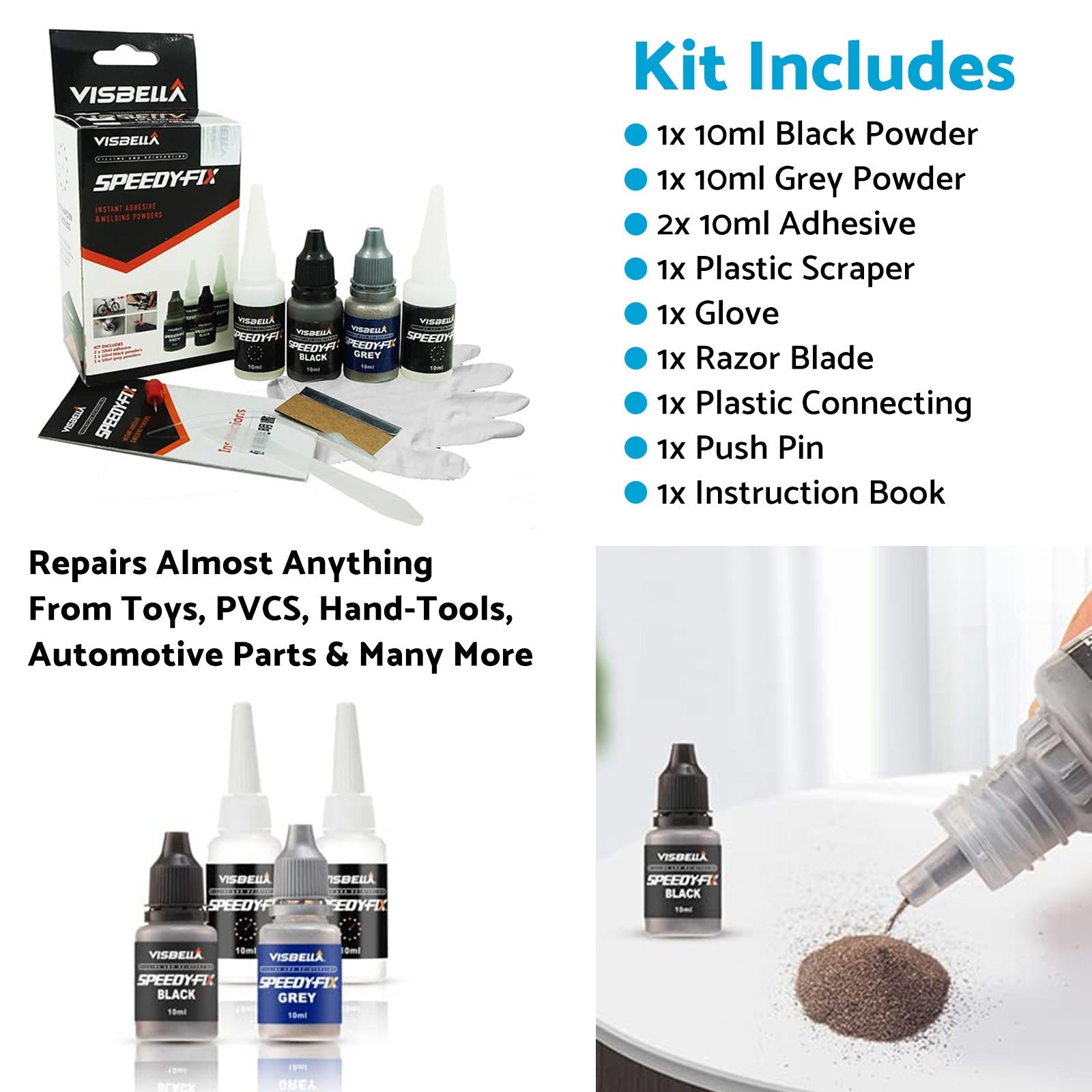 5x Strong Powder Adhesive Repair Kit Suitable For Multi - Surface Quick Bonding - Frazy's Auto Parts