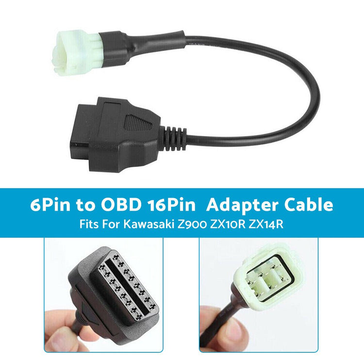 6 - Pin OBD Connector Diagnostic Adapter Cable Suitable For Kawasaki Motorcycle - Frazy's Auto Parts