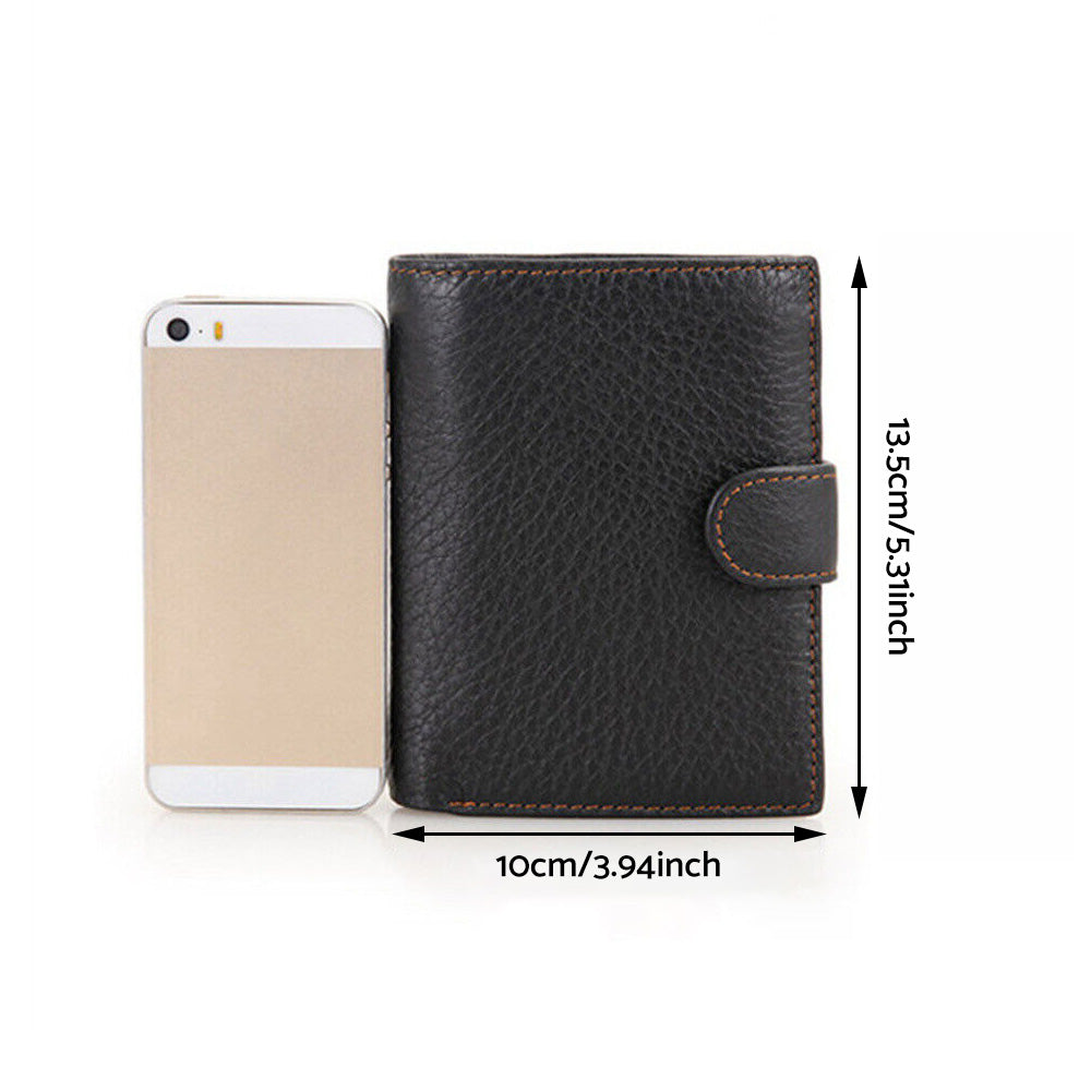 RFID Blocking Slim Leather Trifold Wallet With Credit Card Holder For Men-4