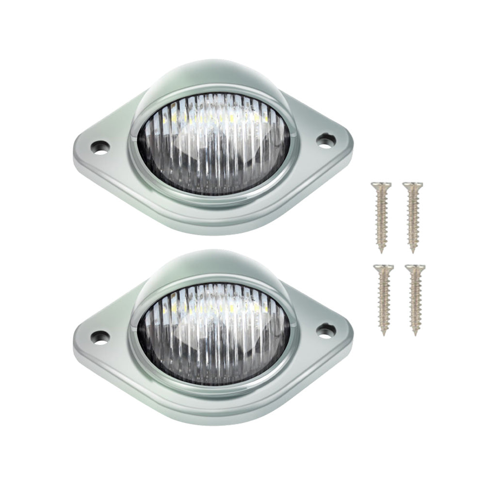 2x 12V LED Number Plate Lights Chrome Suitable For Car, Trailer, Truck, Caravan, Van & Boat-0