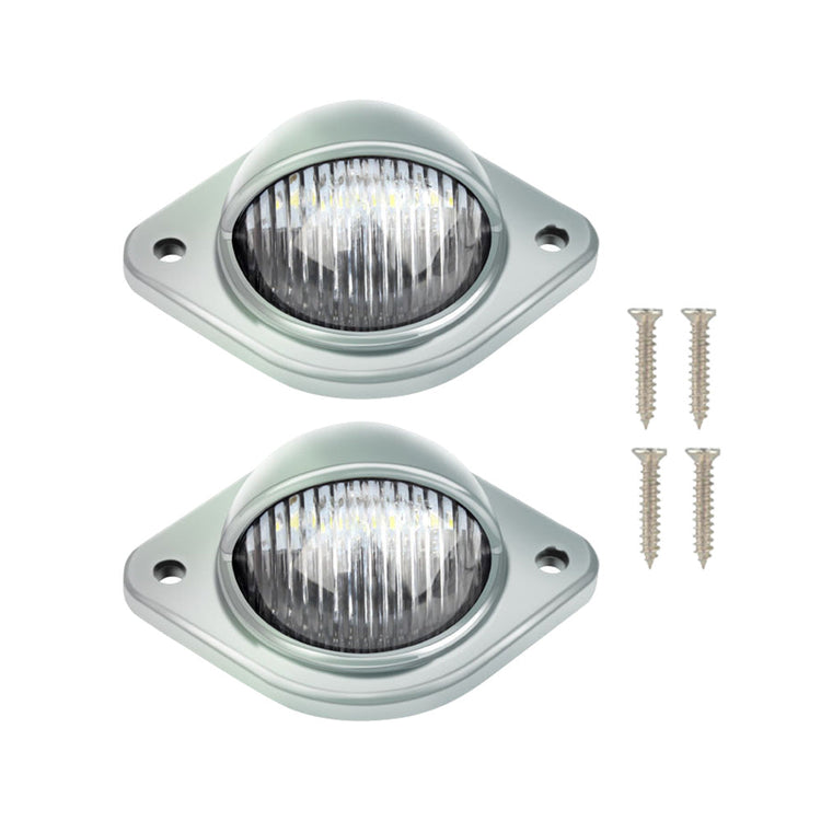 2x 12V LED Number Plate Lights Chrome Suitable For Car, Trailer, Truck, Caravan, Van & Boat-0