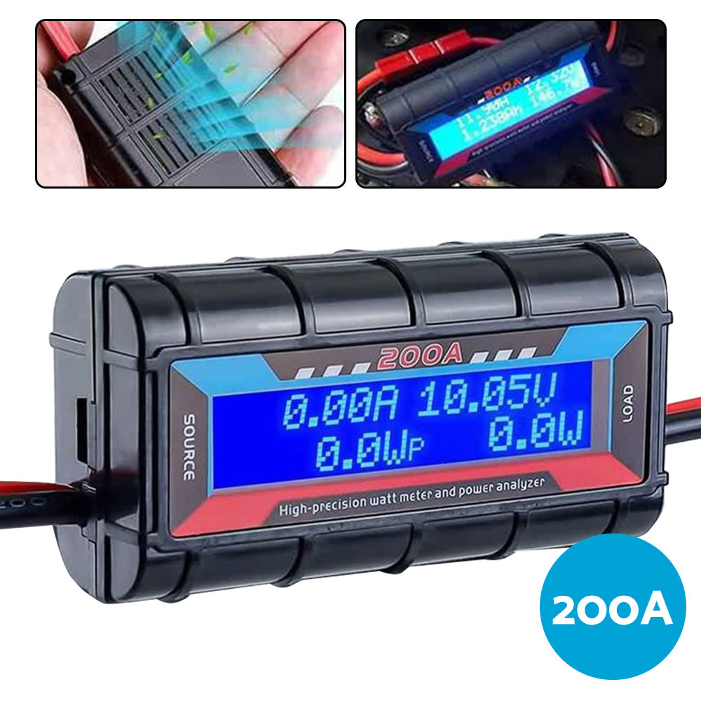 Digital Watt Meter 2x 200A Suitable For Solar / Caravan With Anderson Style Plug-3