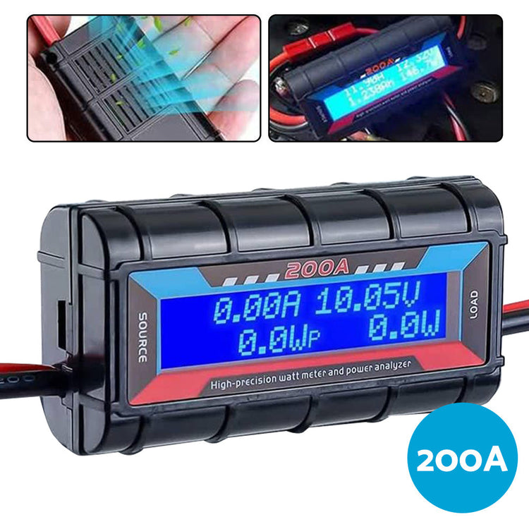 Digital Watt Meter 2x 200A Suitable For Solar / Caravan With Anderson Style Plug-3