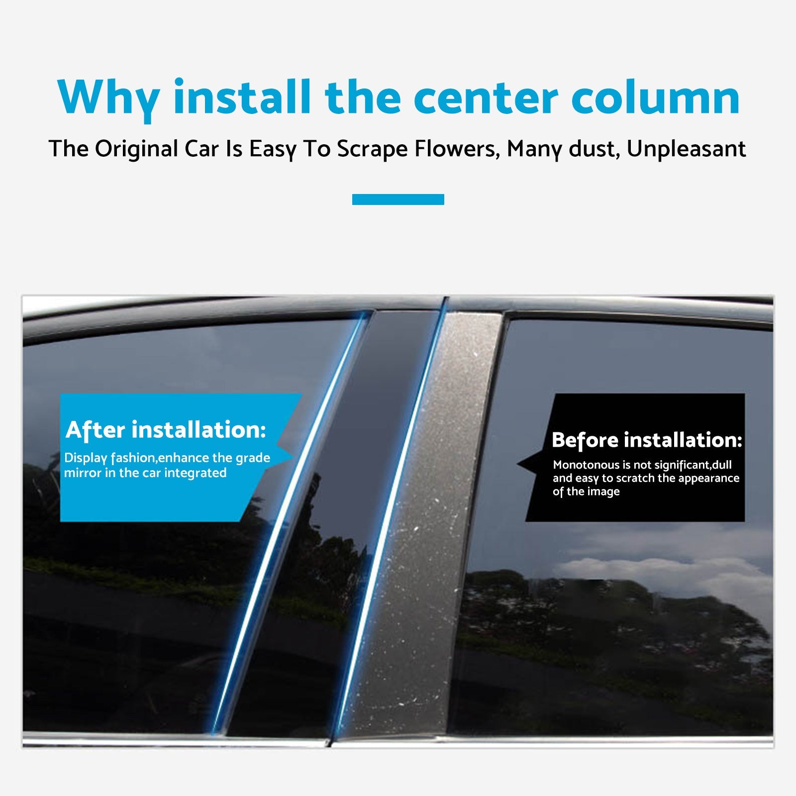 8x Black Pillar Post Cover Trims Suitable For Honda Civic Sedan 2012-2015-4
