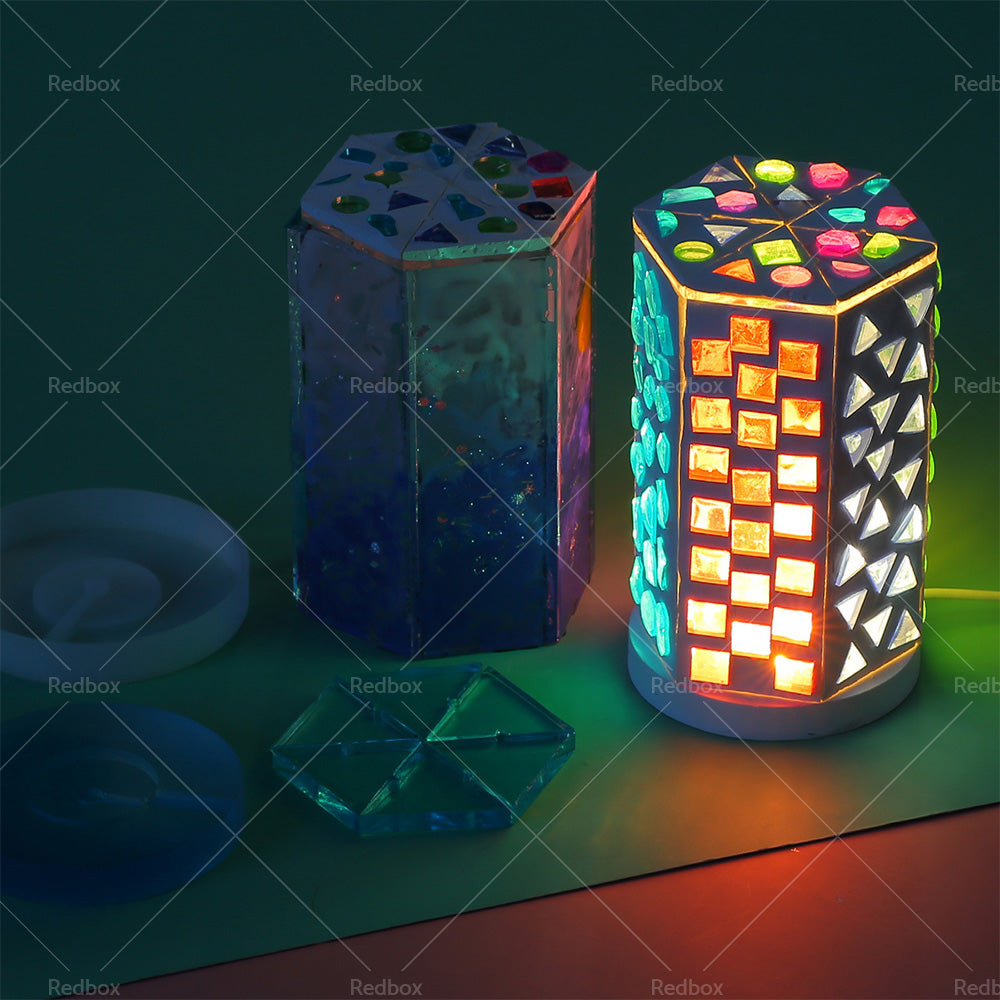Silicone Resin Mold Mosaic Table Lamp Night Light Mold Set DIY Craft Pen Holder-1