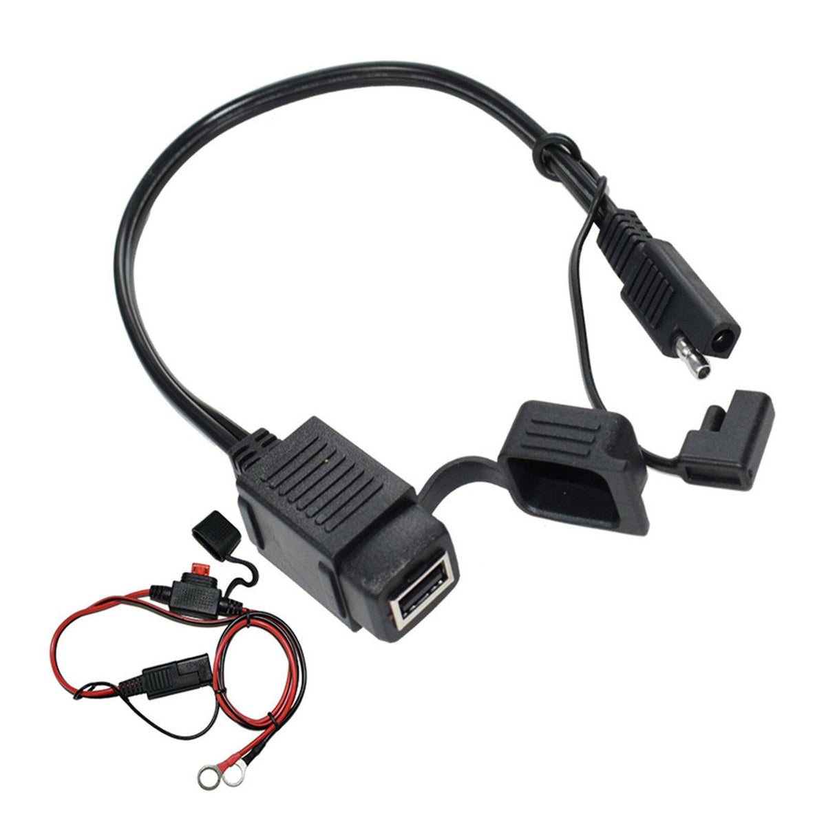 2x SAE to USB Charger Cable Adapter Waterproof Suitable For Motorcycle GPS Phone-4